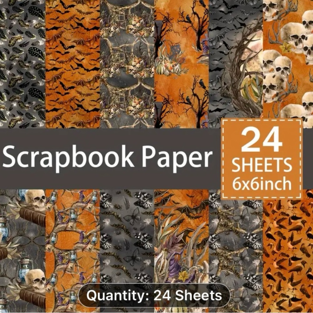 (3 for $20)Halloween Scrapbooking paper 24 Sheets 6 Inch